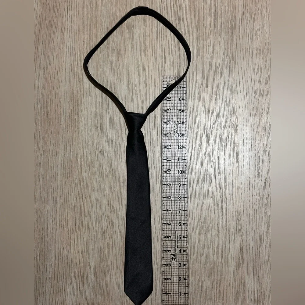 Classic Black Kids Pre-Tied/ zipper Necktie (2” wide)
